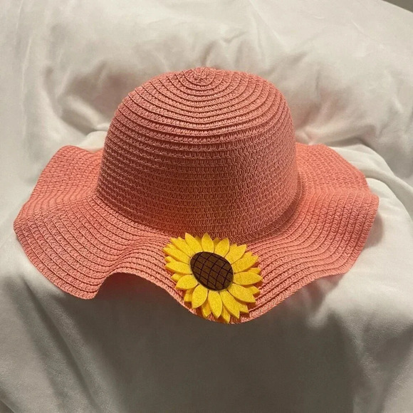 Girl Straw Hat with Flower - Picture 1 of 3